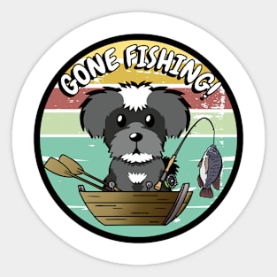 Cute schnauzer has gone fishing Sticker